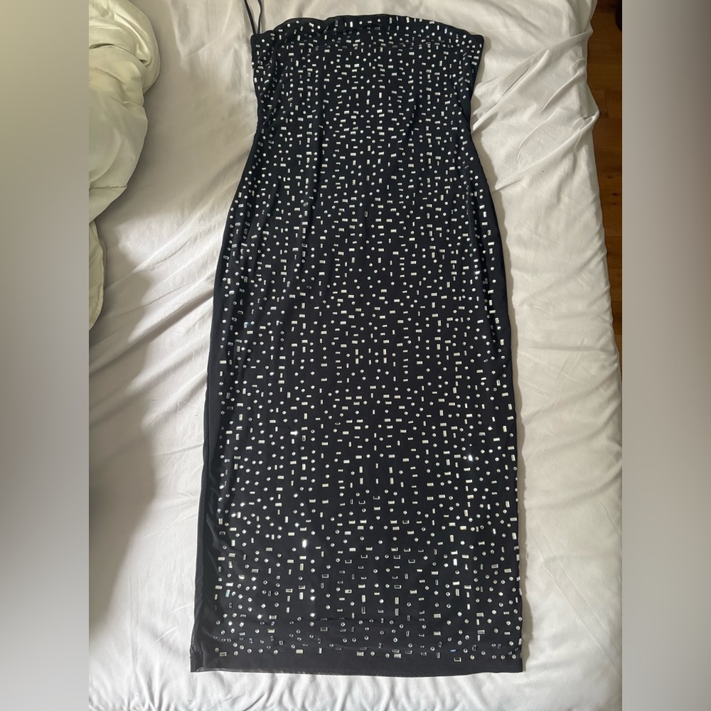 Black and White Strapless Dress